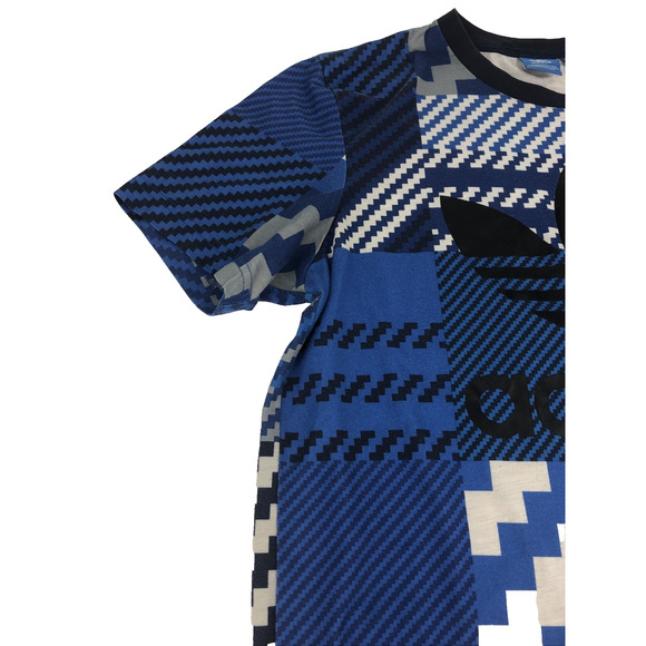 adidas Men's Trefoil Shirt Blue Gray Digital Camo Short Sleeve Medium Long Tee - Picture 5 of 11
